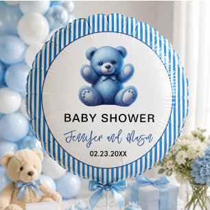Cute Blue Teddy Bear Vintage Baby Boy Shower Balloon