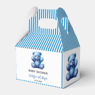 Cute Blue Teddy Bear Vintage Baby Boy Shower Favor Boxes