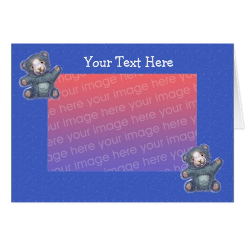Cute Blue Teddy Bears Photo Card