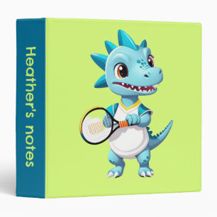 Cute blue tennis dinosaur 3 ring binder