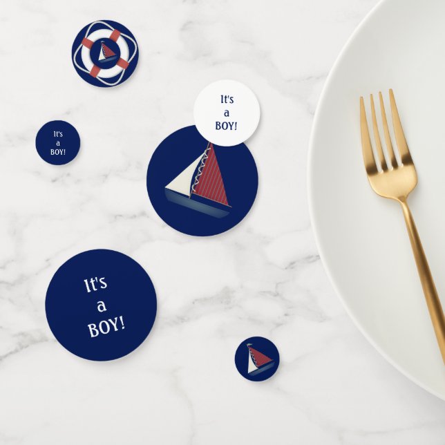 Cute Blue Toy Sailboat Table Confetti (Group)