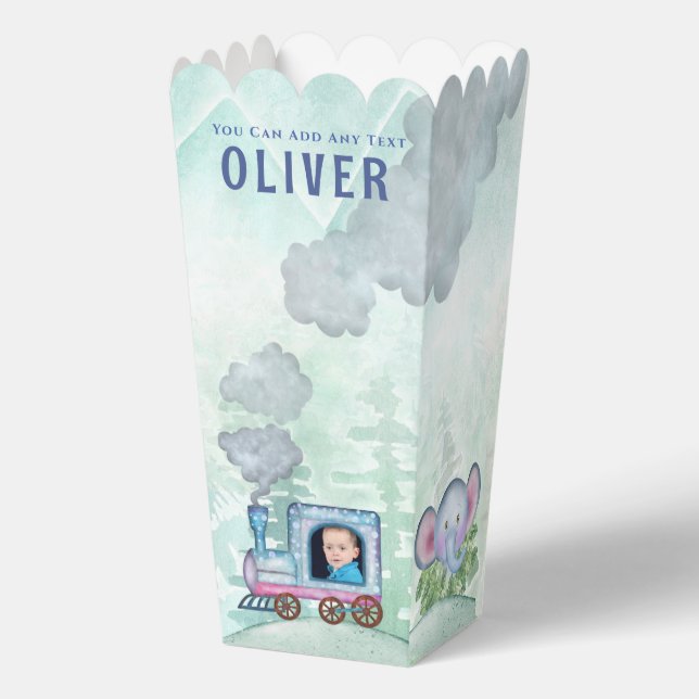 Cute Blue Train Travel  Favor Box (Front)