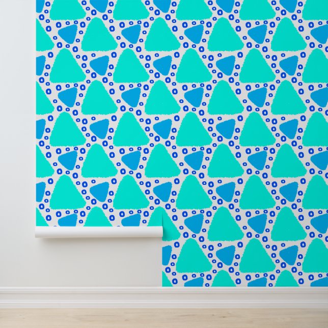 Cute Blue Triangle Repeat Pattern Wallpaper (Application)