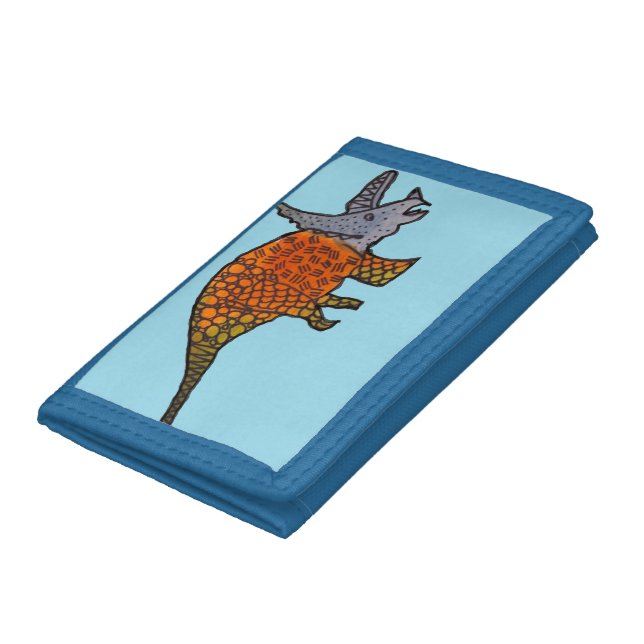 Cute blue triceratops dinosaur kids wallet (Bottom)
