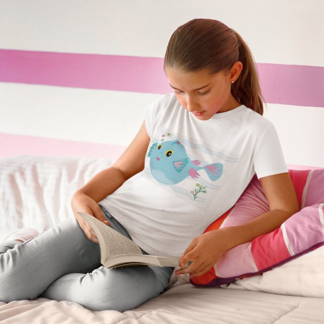 Cute Blue Tropical Fish Pink Fins T-Shirt (Creator Uploaded)