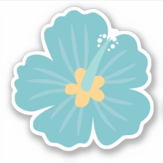 Cute Blue Tropical Flower Sticker