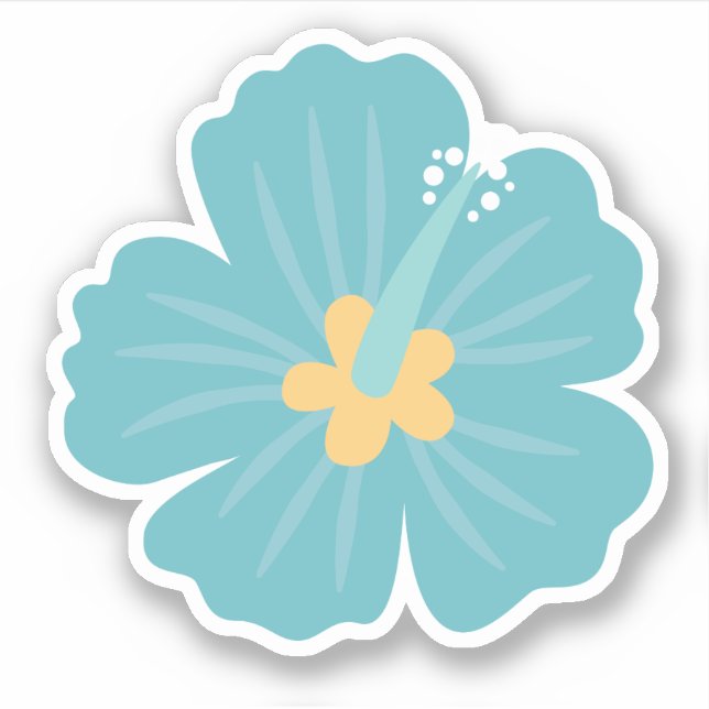 Cute Blue Tropical Flower Sticker (Front)