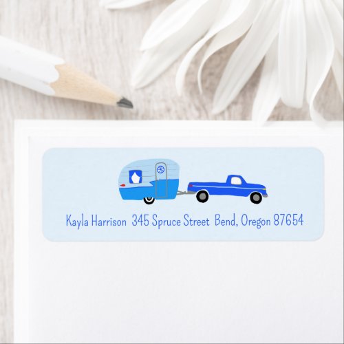 Cute Blue Truck  Trailer Custom Return Address Label