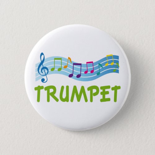 Cute Blue Trumpet Staff Pinback Button