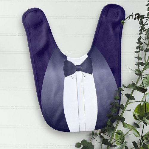 Cute Blue Tuxedo Little Man Wedding Baby Bib