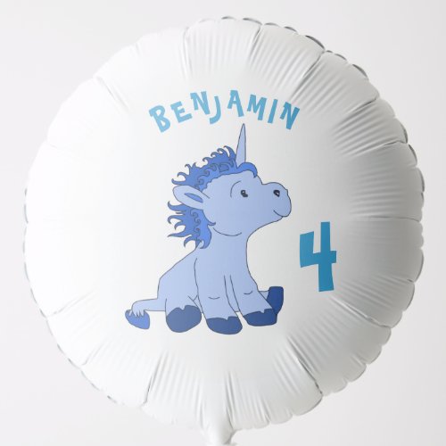 Cute Blue Unicorn Name Birthday Party Balloon - Cute Blue Unicorn Name Birthday Party Balloon. The balloon has a cute sitting unicorn. Personalize the balloon with the child`s name and age. Great surprise for a birthday child.