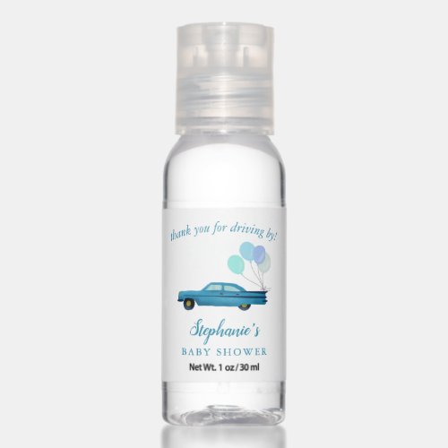 Cute Blue Vintage Car Baby Shower Hand Sanitizer