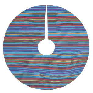 Cute blue violet stripes brushed polyester tree skirt