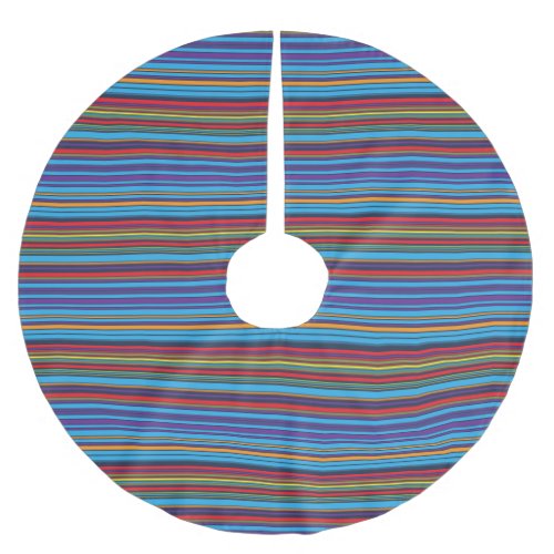 Cute blue violet stripes brushed polyester tree skirt