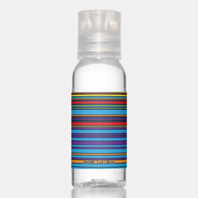 Cute blue violet stripes hand sanitizer (Front)
