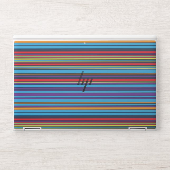 Cute blue violet stripes HP laptop skin (Front)