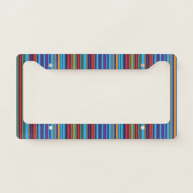 Cute blue violet stripes license plate frame (Front)