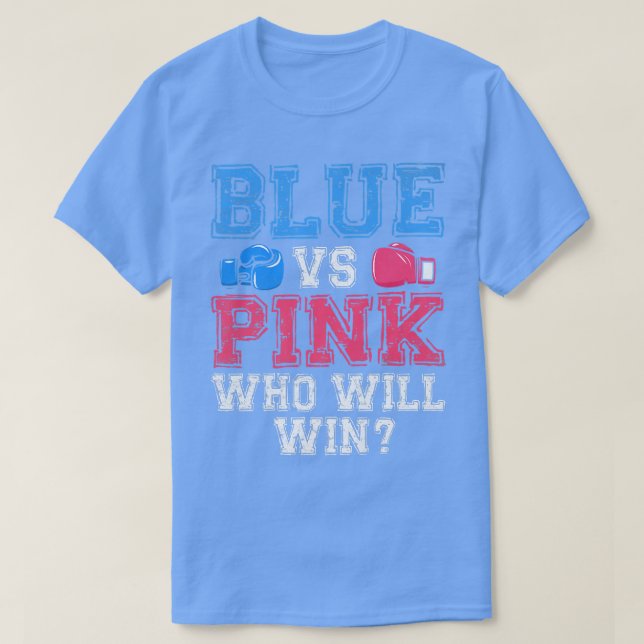Cute Blue vs Pink Gender Reveal Party Boxing Boxer T-Shirt (Design Front)