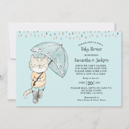 Cute Blue Watercolor Baby Boy Shower Invitation