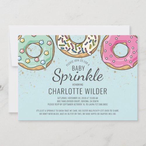 Cute Blue Watercolor Baby Sprinkle Baby Boy Shower Invitation