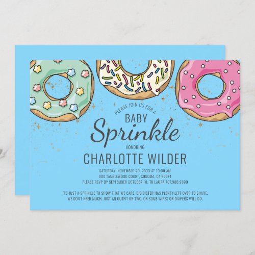 Cute Blue Watercolor Baby Sprinkle  Blue Boy Invitation