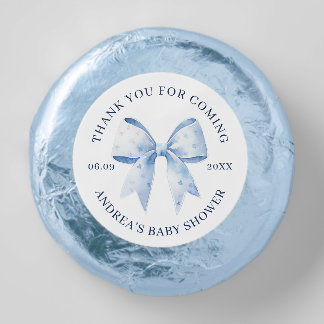 Cute Blue Watercolor Bow Baby Shower Thank You Dipped Oreo Cookie Favors