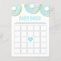 Cute Blue Watercolor Donuts Baby Shower Bingo Enclosure Card