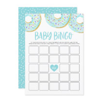 Cute Blue Watercolor Donuts Baby Shower Bingo Enclosure Card