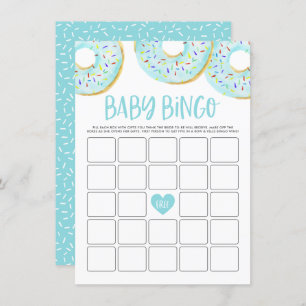 Cute Blue Watercolor Donuts Baby Shower Bingo Enclosure Card
