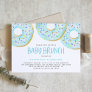 Cute Blue Watercolor Donuts Baby Shower Brunch Invitation