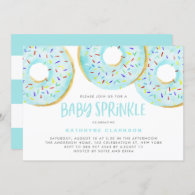 Cute Blue Watercolor Donuts Boy Baby Sprinkle Invitation