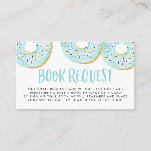 Cute Blue Watercolor Donuts Sprinkles Book Request Enclosure Card