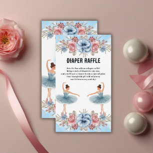 Cute Blue Watercolor Floral Ballerina Baby Shower Enclosure Card