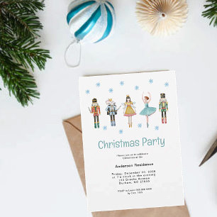 Cute Blue watercolor Nutcracker Christmas Party Announcement
