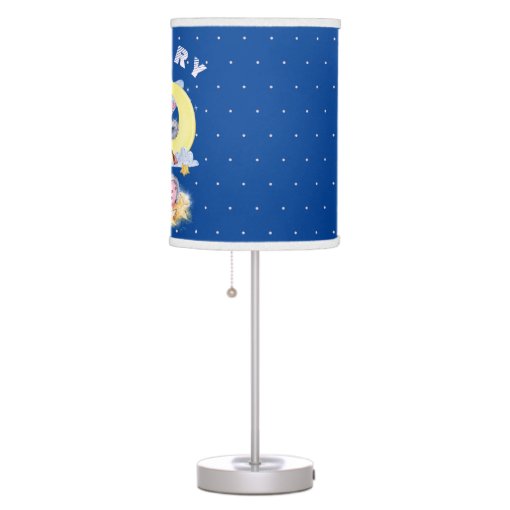 Cute Blue Watercolor Sleepy Bear Baby Nursery Table Lamp Zazzle