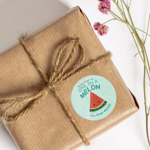 Cute Blue Watermelon School Classroom Valentine Classic Round Sticker