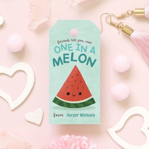 Cute Blue Watermelon School Classroom Valentine Gift Tags