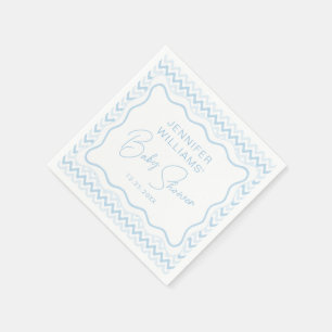 Cute Blue Wavy Scallop Disco Baby Boy Shower Paper Napkins