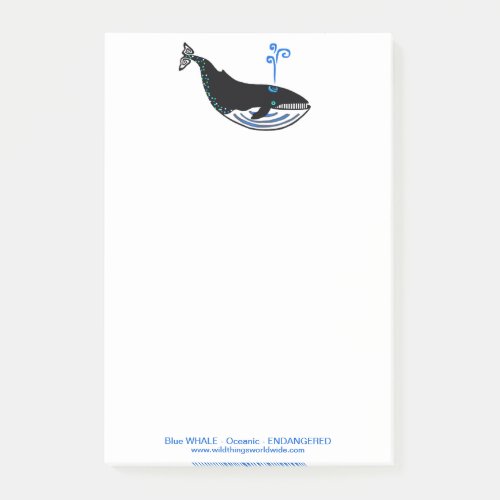 Cute Blue WHALE_ Animal lover _ Nature Post_it Notes