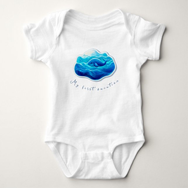 Cute Blue Whale Baby Bodysuit (Front)