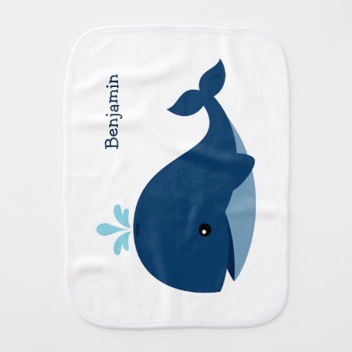 Cute Blue Whale Baby Burp Cloth Zazzle