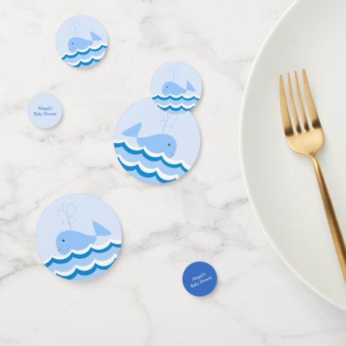 Cute Blue Whale Baby Shower Confetti