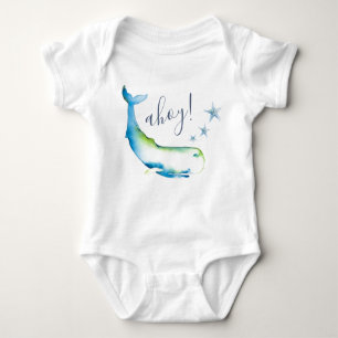 Cute Blue Whale Beach Boy Baby Baby Bodysuit
