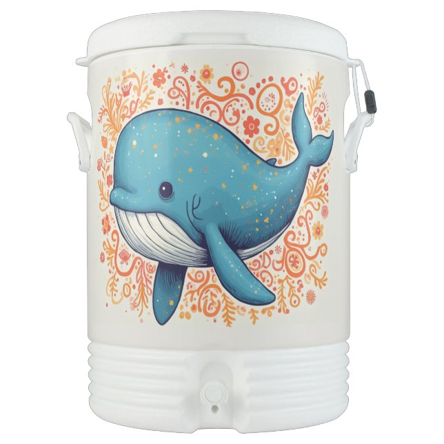 Cute Blue Whale Beverage Cooler (Front)