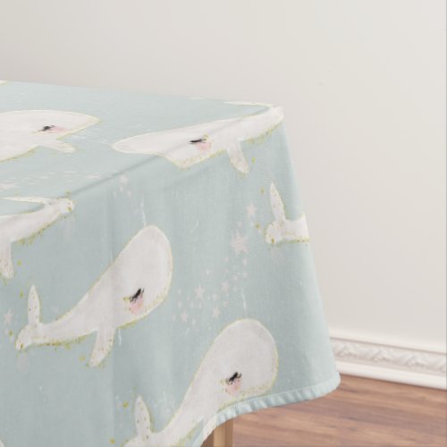 Cute Blue Whale Birthday Baby Shower Theme Party Tablecloth