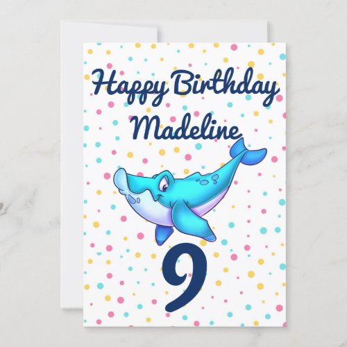 Cute Blue Whale Birthday Card