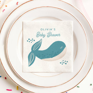 Cute blue whale boy baby shower. Nautical animal  Napkins