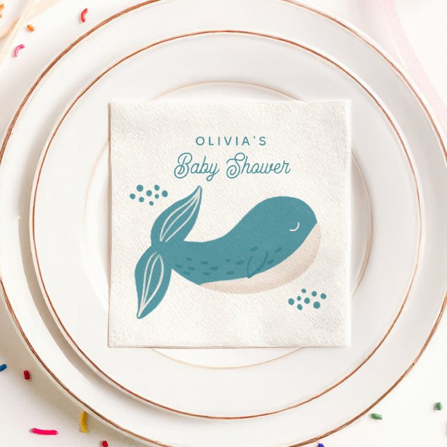 Cute blue whale boy baby shower. Nautical animal  Napkins (Creator Uploaded)