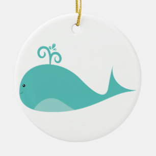 Cute Blue Whale Ceramic Ornament