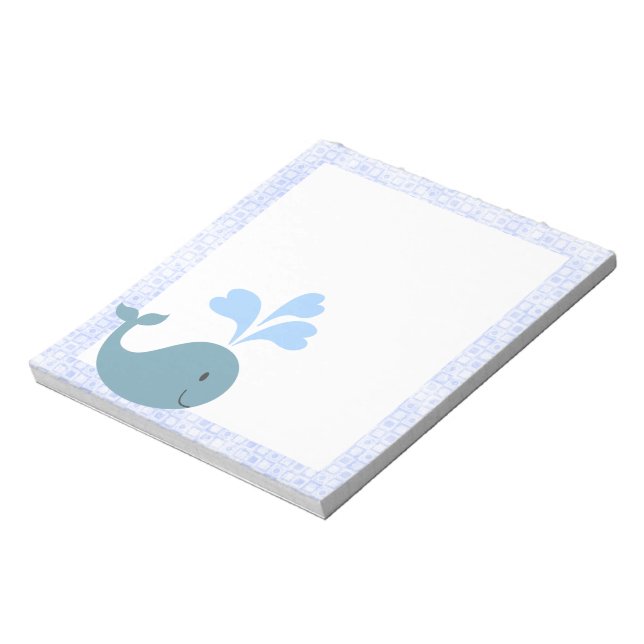 Cute Blue Whale Design Notepad (Rotated)